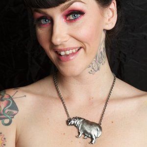 Hot Hippo Necklace Hippopotamus Jungle Jewelry NWT